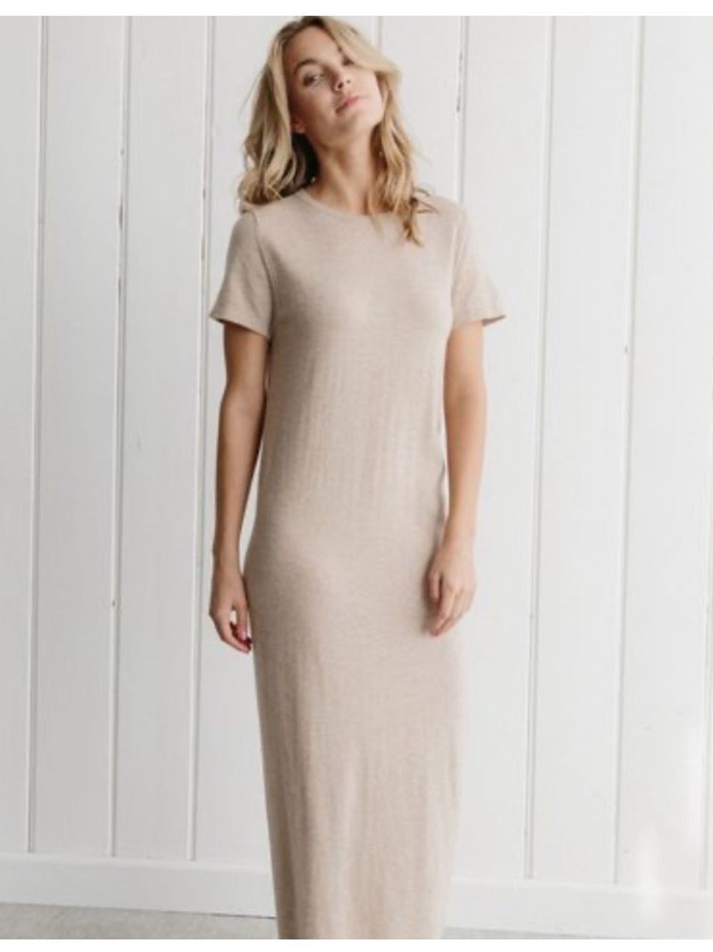 Jenni Kayne Eco T-Shirt Midi Dress Size XL Short Sleeve Oatmeal Capsule